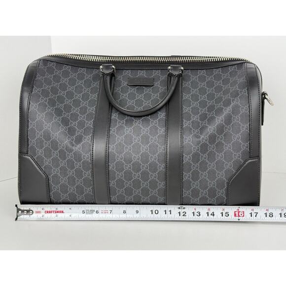 Gucci Large Savoy Duffle Bag GG Supreme Monogram Grey/Black Calfskin Trim - Picture 10 of 16